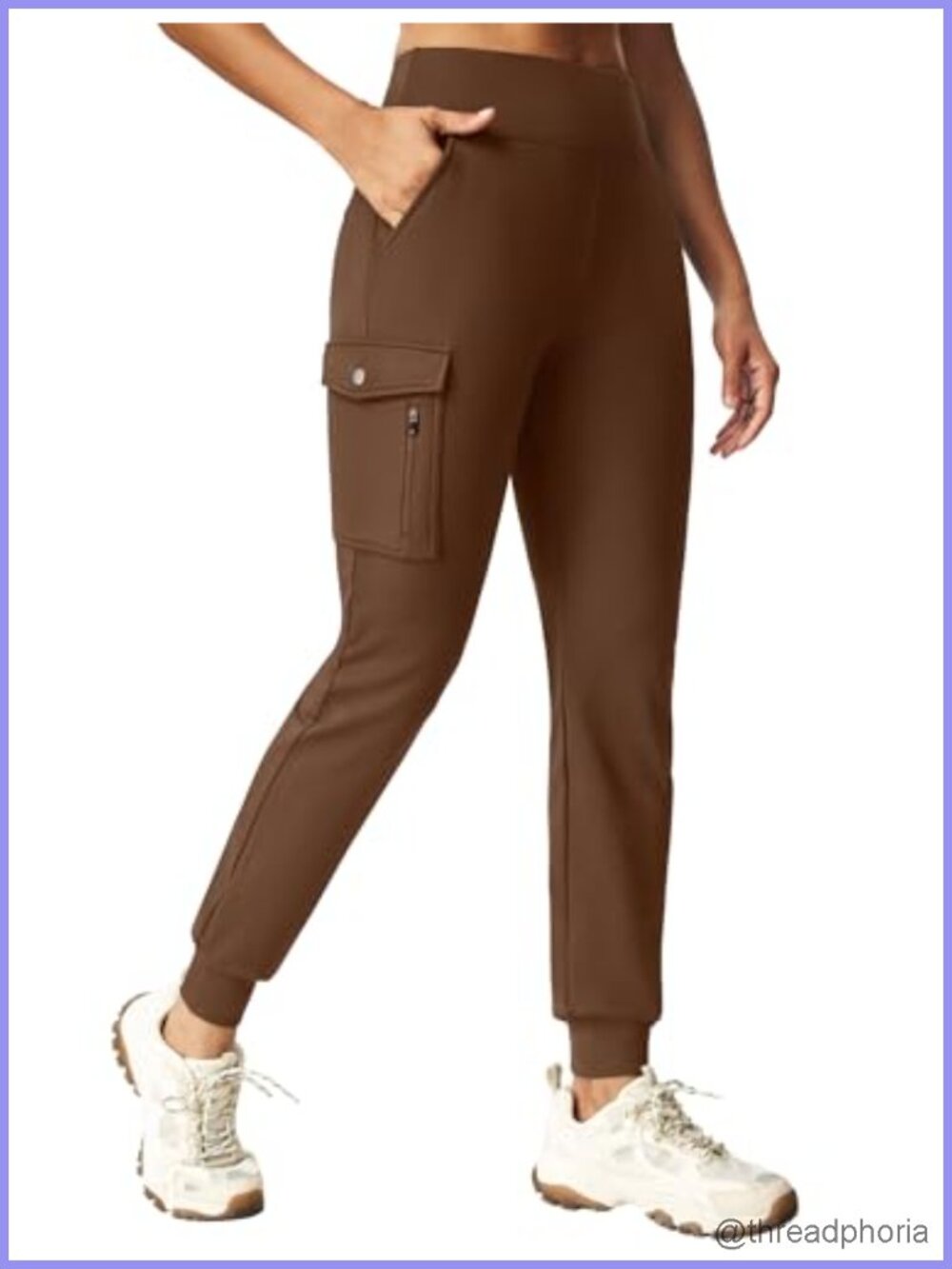 Fleece Lined High Waisted Cargo Joggers for Women Water Resistant Hiking Pants